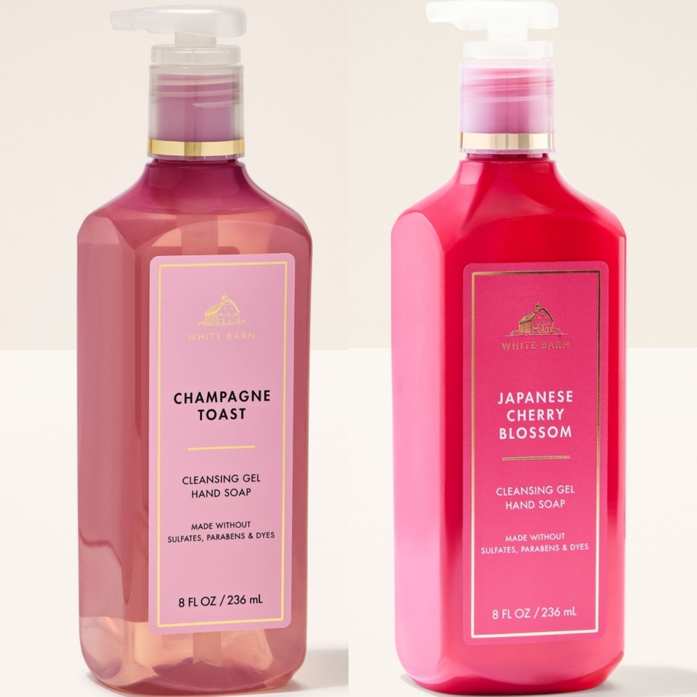 Bath Body Works Champagne Toast & Japanese Cherry Blossom Gel Hand Soap Set NEW
